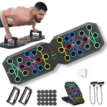 Portable Multifunctional Push-Up Board Set with Handles Foldable Fitness Equipment for Chest Abdomen Arms and Back Training