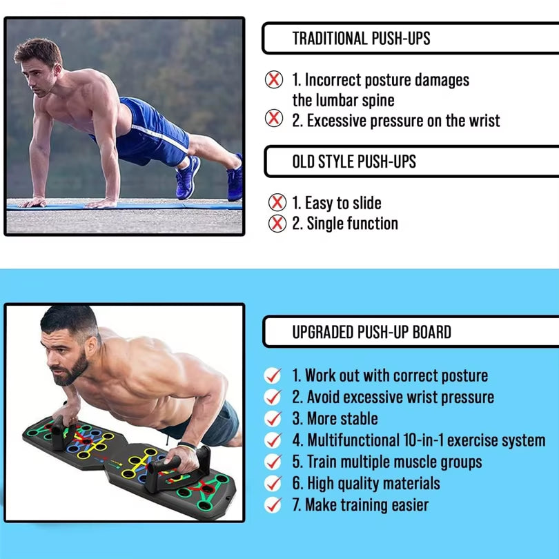 Portable Multifunctional Push-Up Board Set with Handles Foldable Fitness Equipment for Chest Abdomen Arms and Back Training