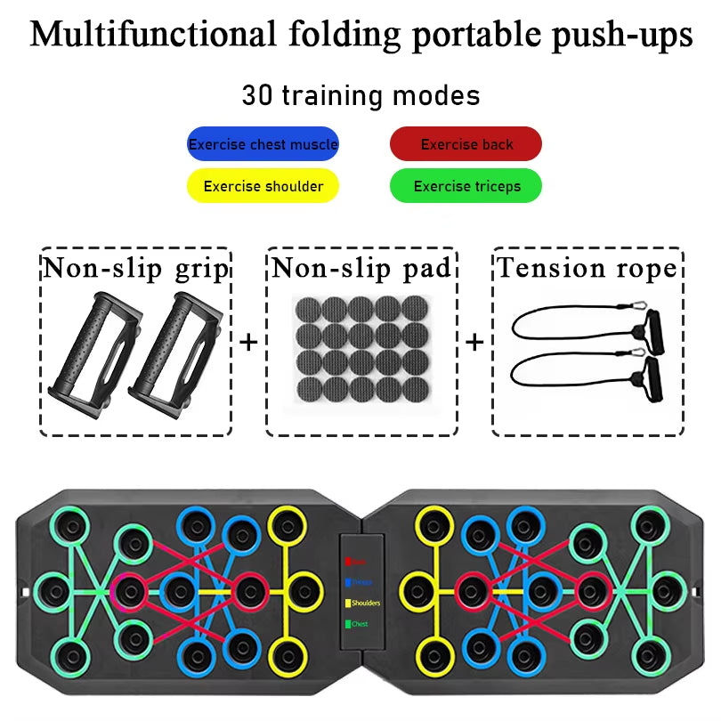 Portable Multifunctional Push-Up Board Set with Handles Foldable Fitness Equipment for Chest Abdomen Arms and Back Training