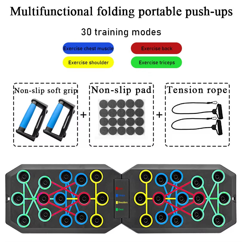 Portable Multifunctional Push-Up Board Set with Handles Foldable Fitness Equipment for Chest Abdomen Arms and Back Training